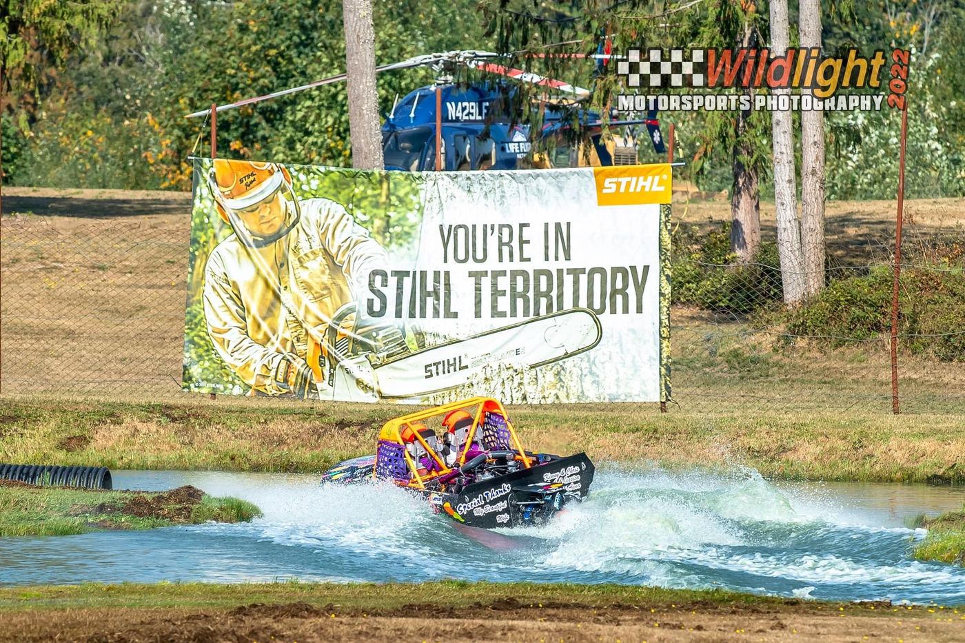 You're in STIHL territory – STIHL banner at an ASBR race